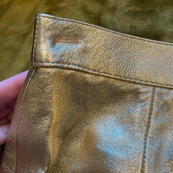 Vintage Julian K. SZ 10 Gold Metallic Real Leather Pencil Skirt! - Picture 6 of 16
